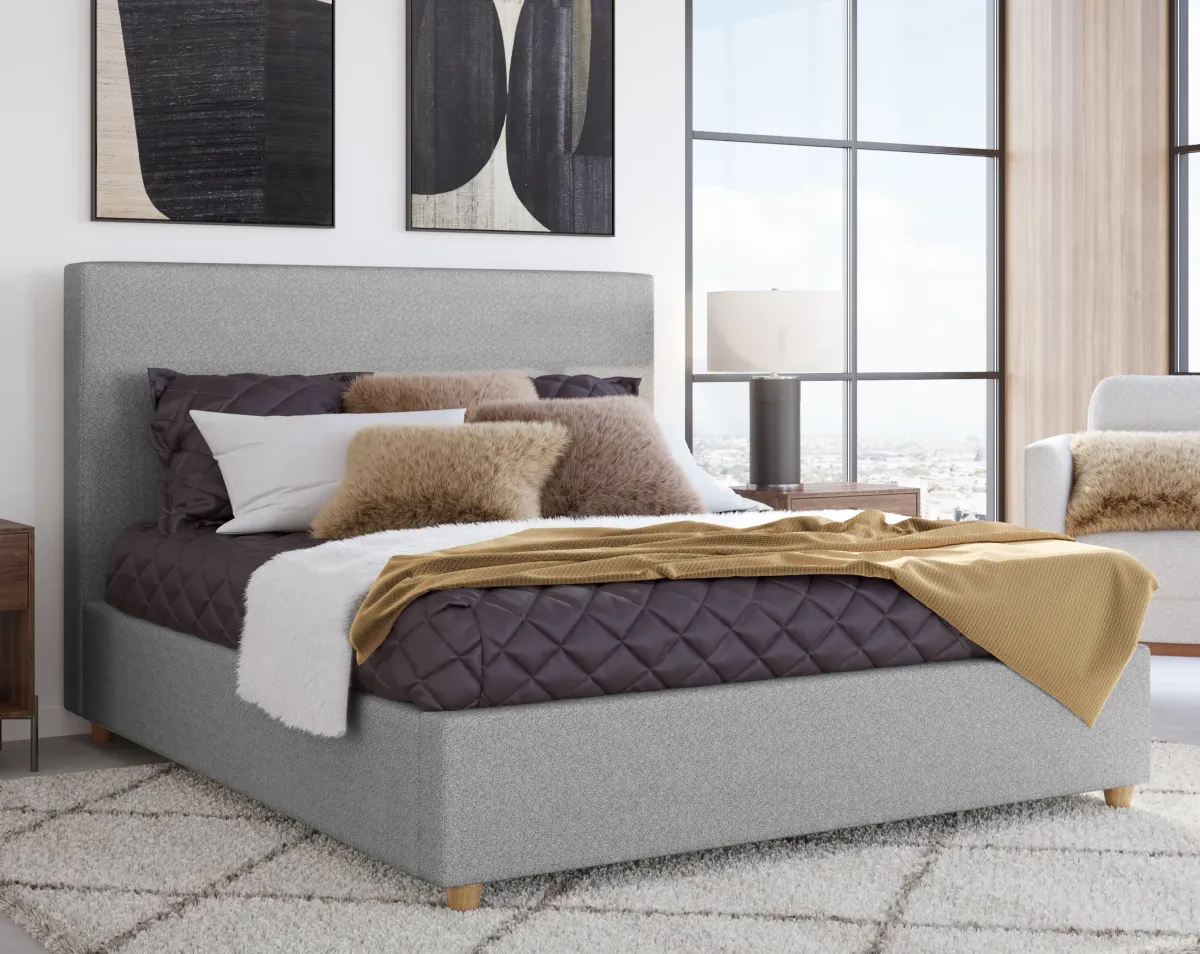 Olivia Upholstered Queen-size Bed in Pewter