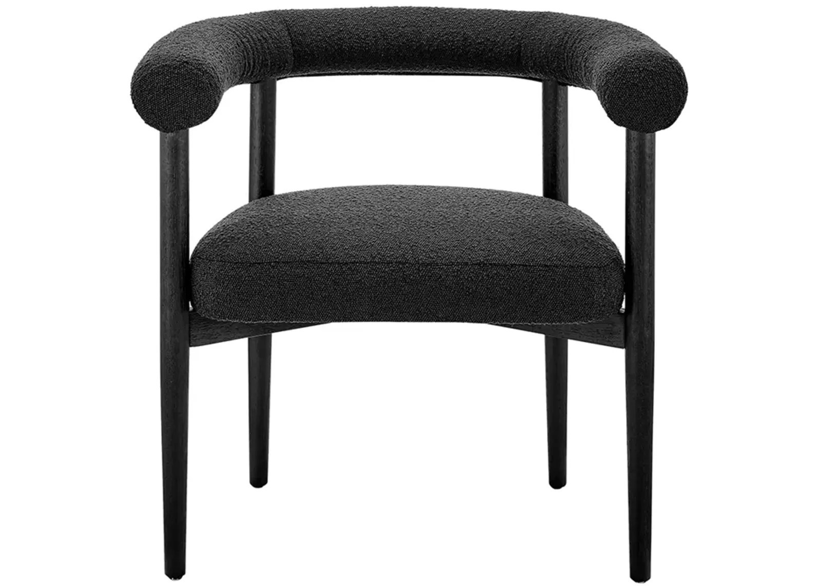 Keanu Fabric Dining Side Chair Black Legs, Boucle Black 