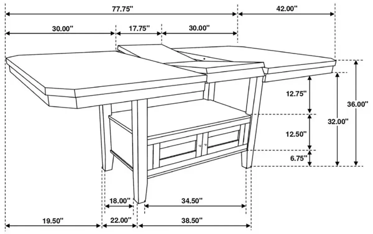 Prentiss 5-piece Rectangular Counter Height Dining Set with Butterfly Leaf Cappuccino