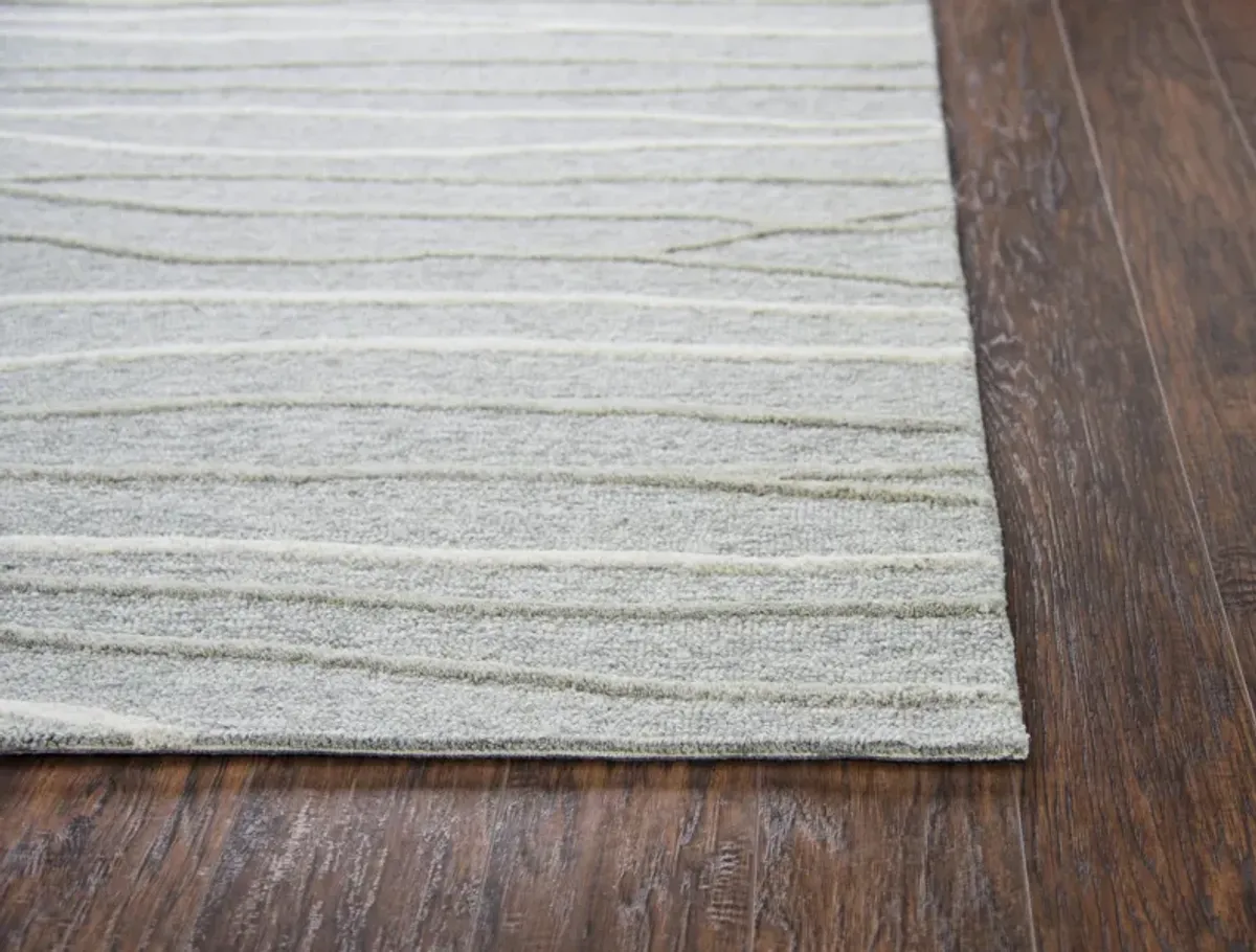 Idyllic Gray/Natural  Lines Wool 2'6" x 8' Runner Rug