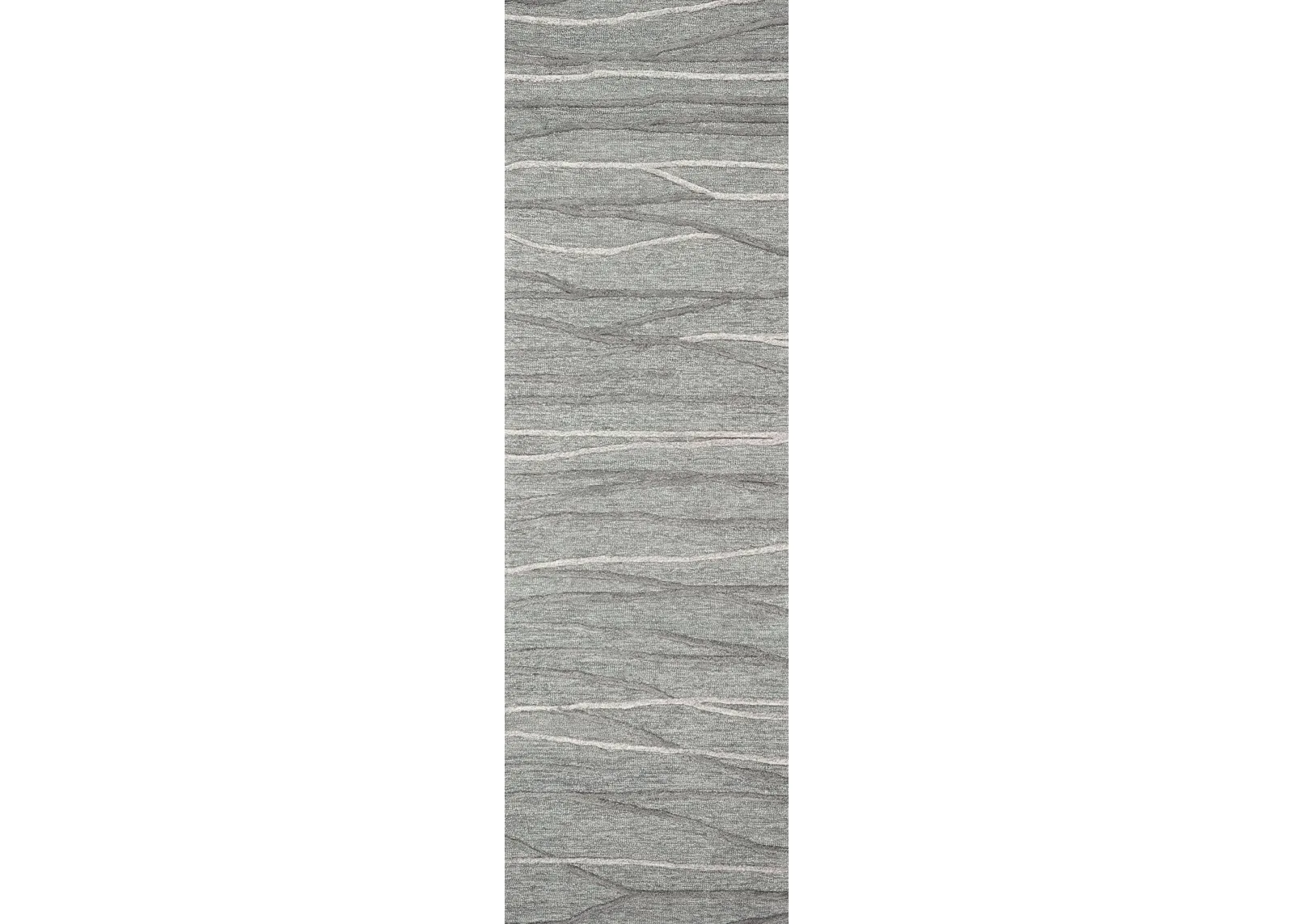 Idyllic Gray/Natural  Lines Wool 2'6" x 8' Runner Rug