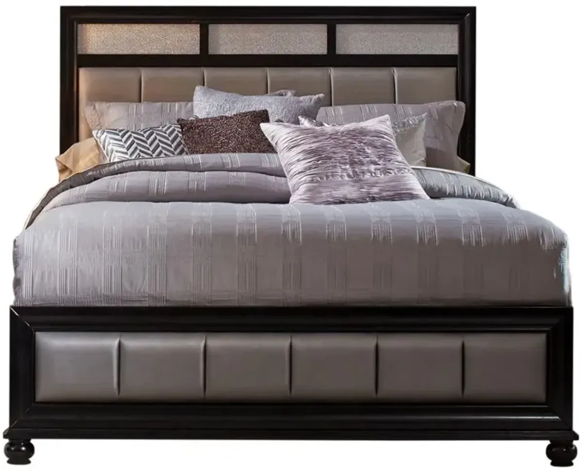 Barzini Eastern King Upholstered Bed Black and Grey