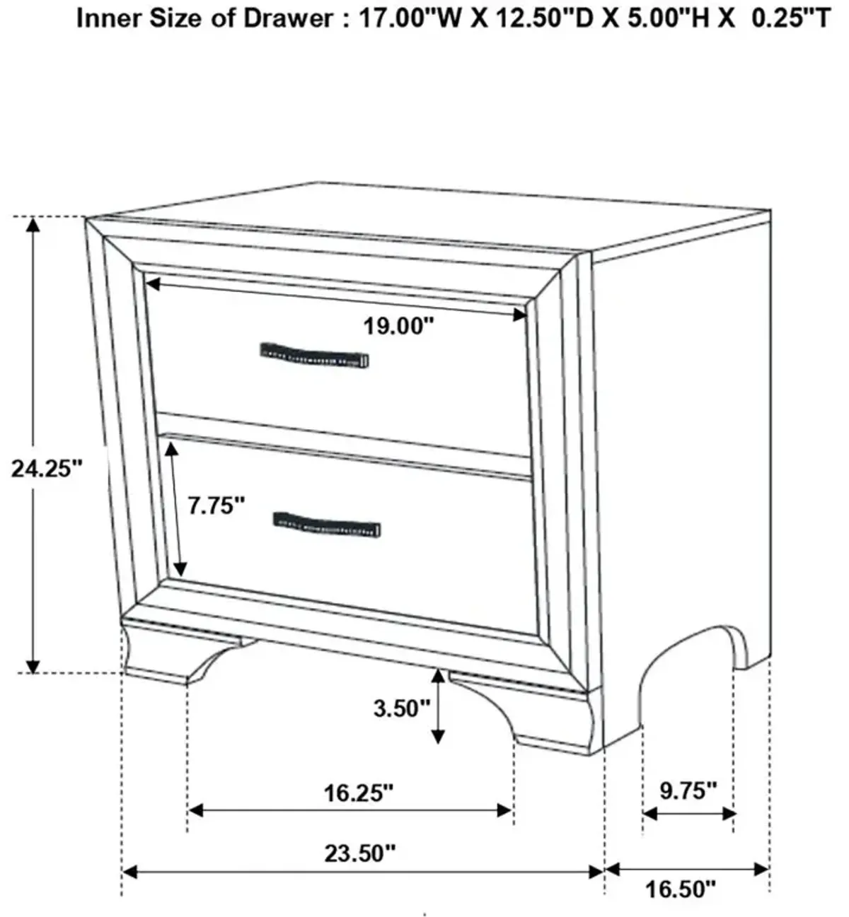 Beaumont 2-drawer Rectangular Nightstand Champagne