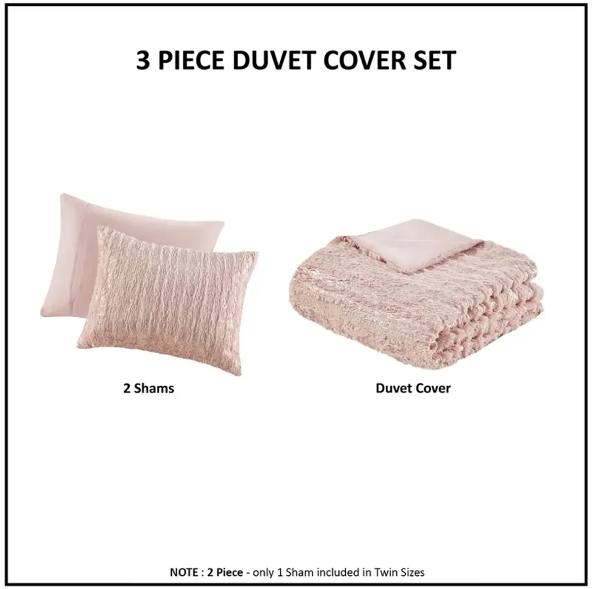 Intelligent Design Naomi Blush/Gold Metallic Print Faux Fur Duvet Cover Set