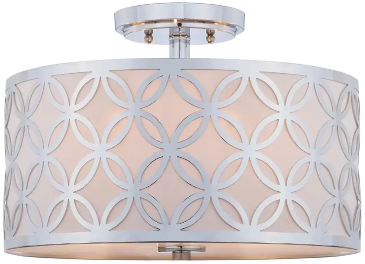 Cecily Leaf Trellis 3 Light 15-Inch Dia Chrome Flush Mount