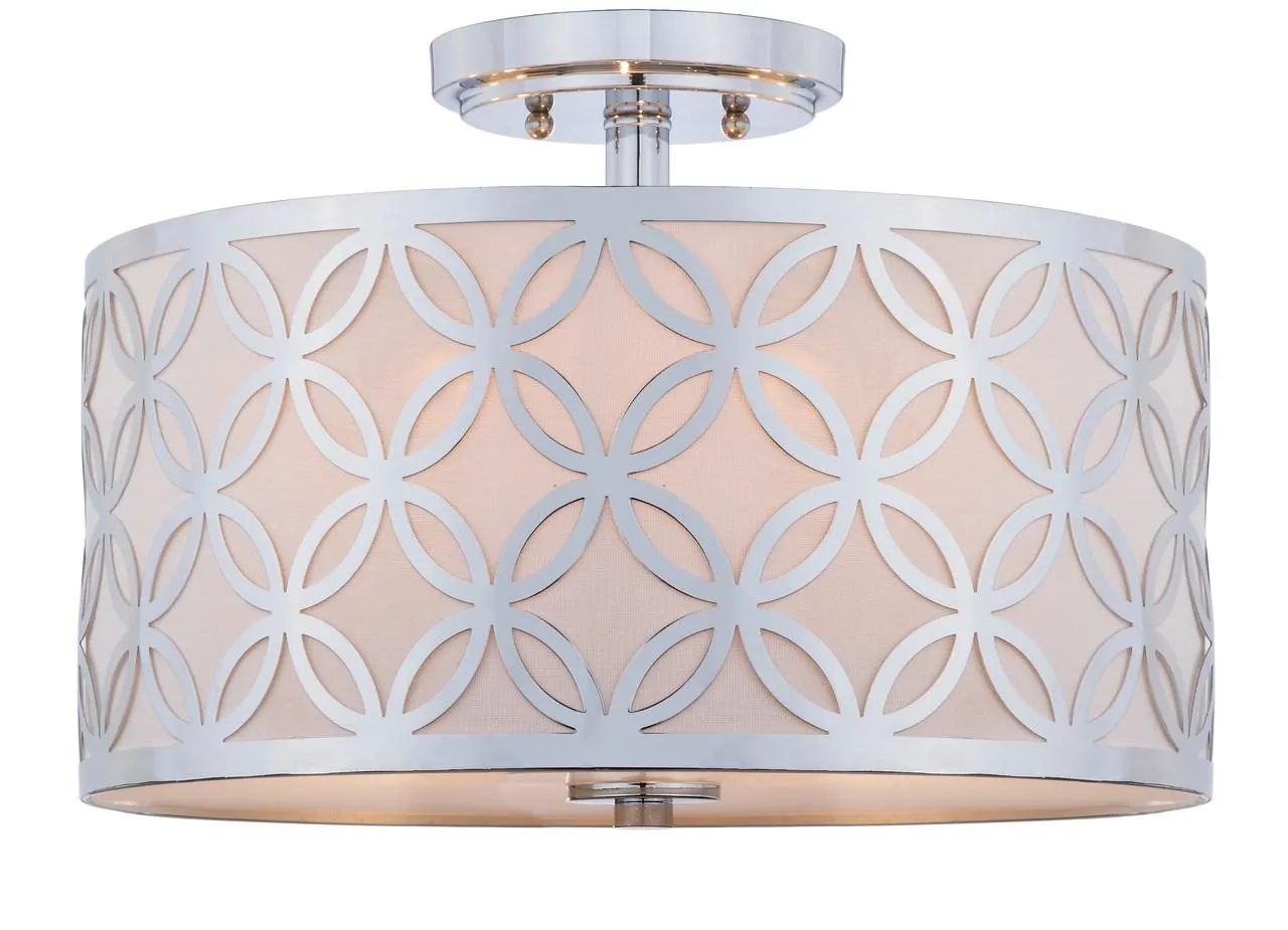 Cecily Leaf Trellis 3 Light 15-Inch Dia Chrome Flush Mount