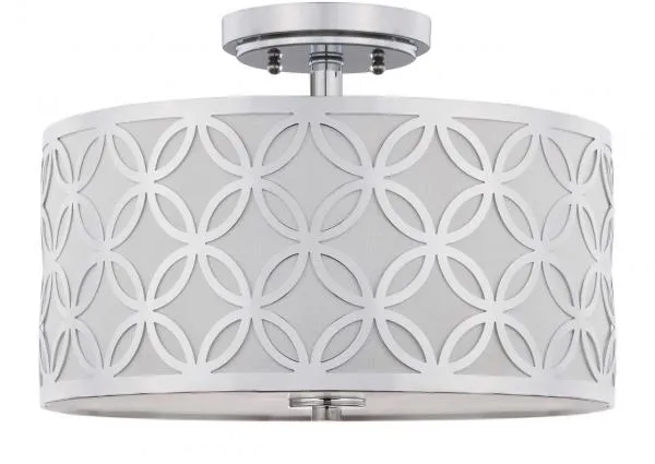 Cecily Leaf Trellis 3 Light 15-Inch Dia Chrome Flush Mount