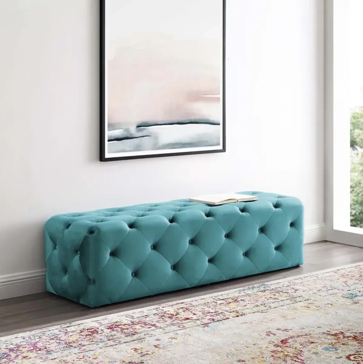 Amour 60" Tufted Button Entryway Performance Velvet Bench