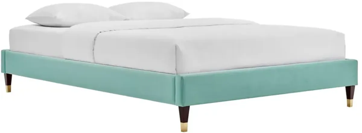 Harlow Queen Performance Velvet Platform Bed Frame