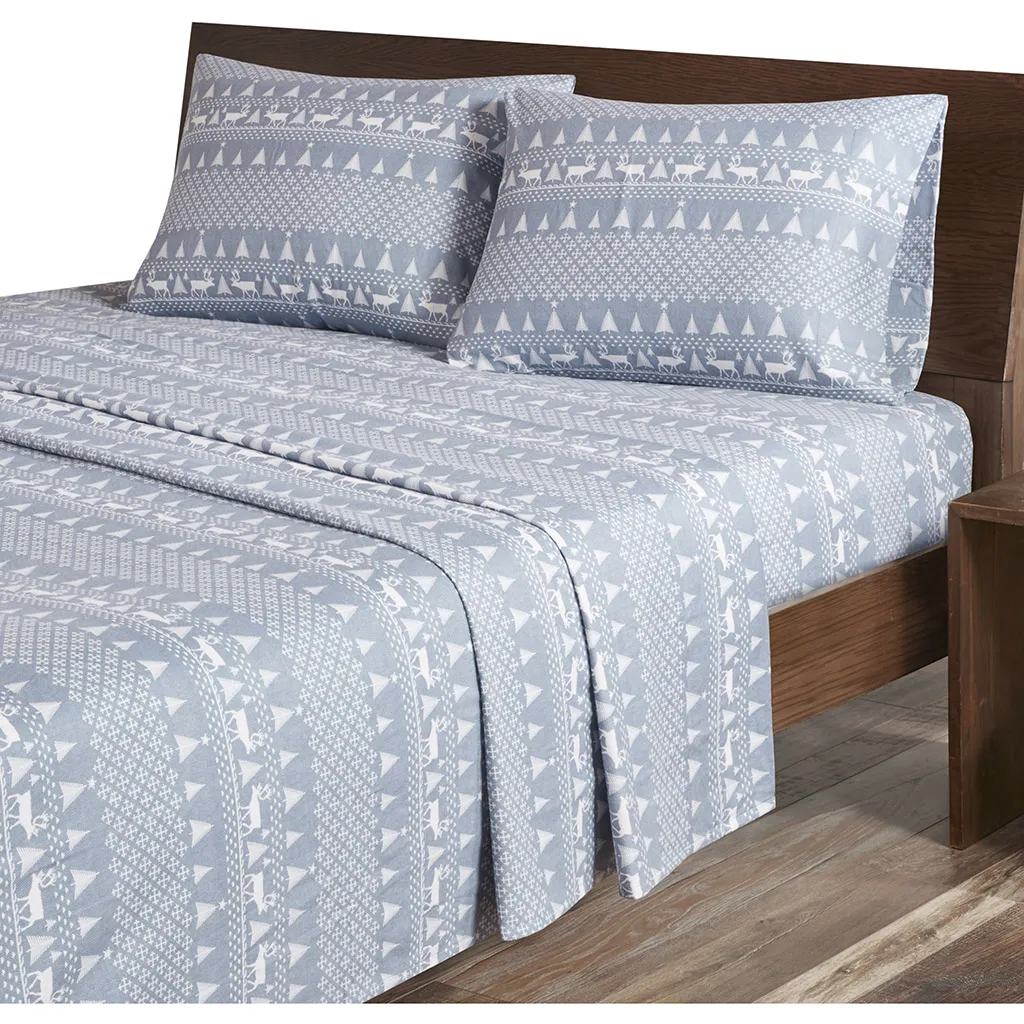 Woolrich Flannel Blue Winter Frost Sheet Set