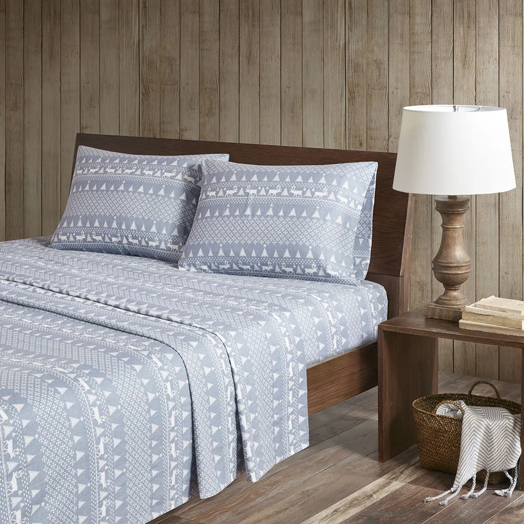 Woolrich Flannel Blue Winter Frost Sheet Set