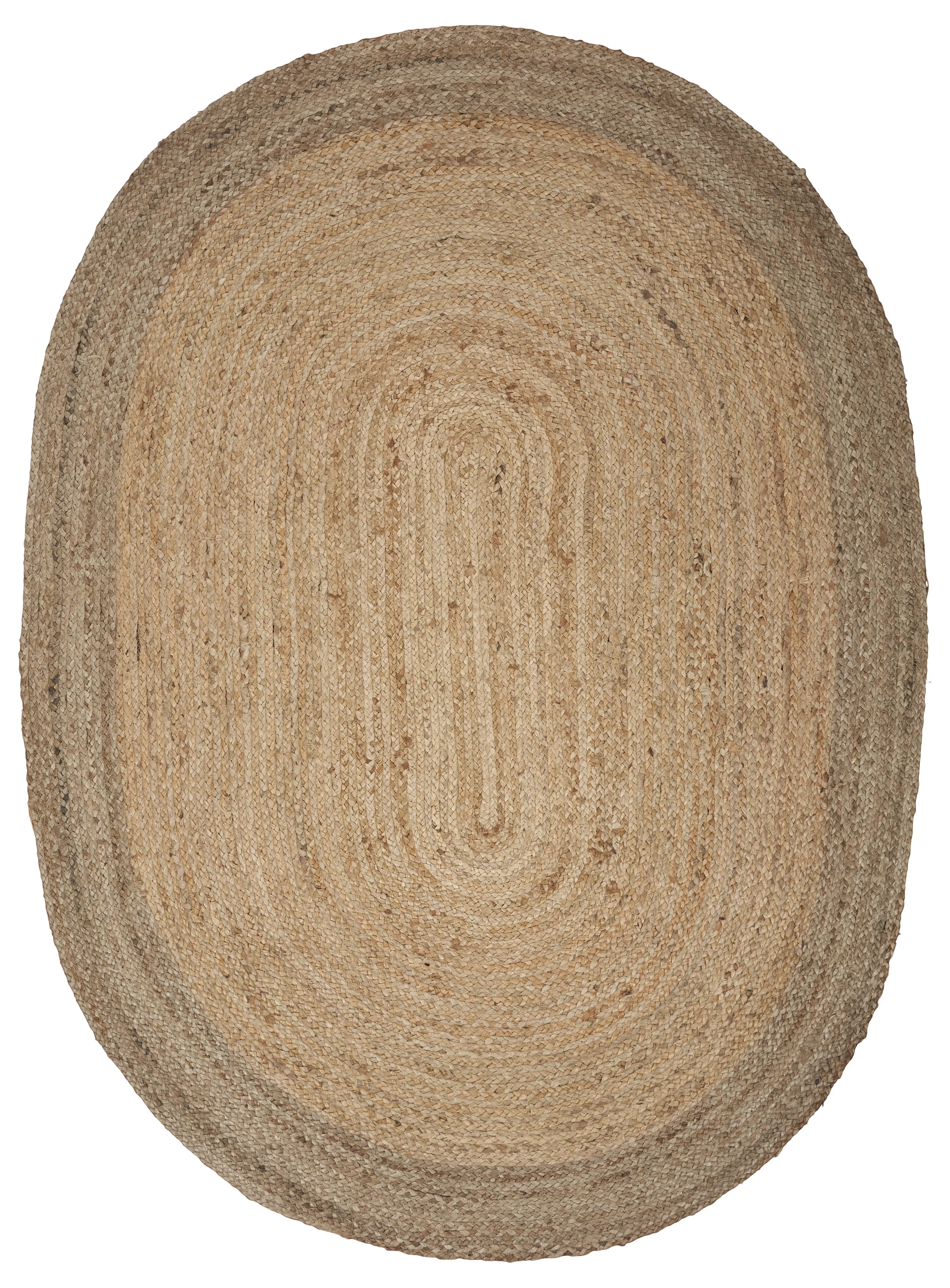 Nature Brown Contemporary Gradient Organic Jute Indoor Oval Area Rug 5' x 7'