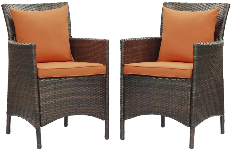 Conduit Outdoor Patio Wicker Rattan Dining Armchair Set of 2