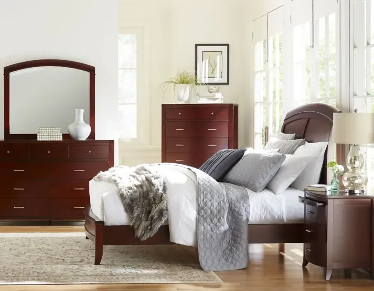 Brighton California King Size Low Profile Sleigh Bed in Cinnamon