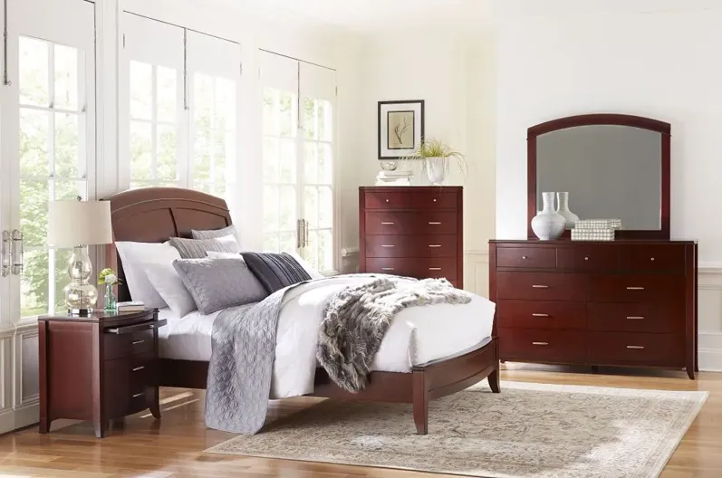 Brighton California King Size Low Profile Sleigh Bed in Cinnamon