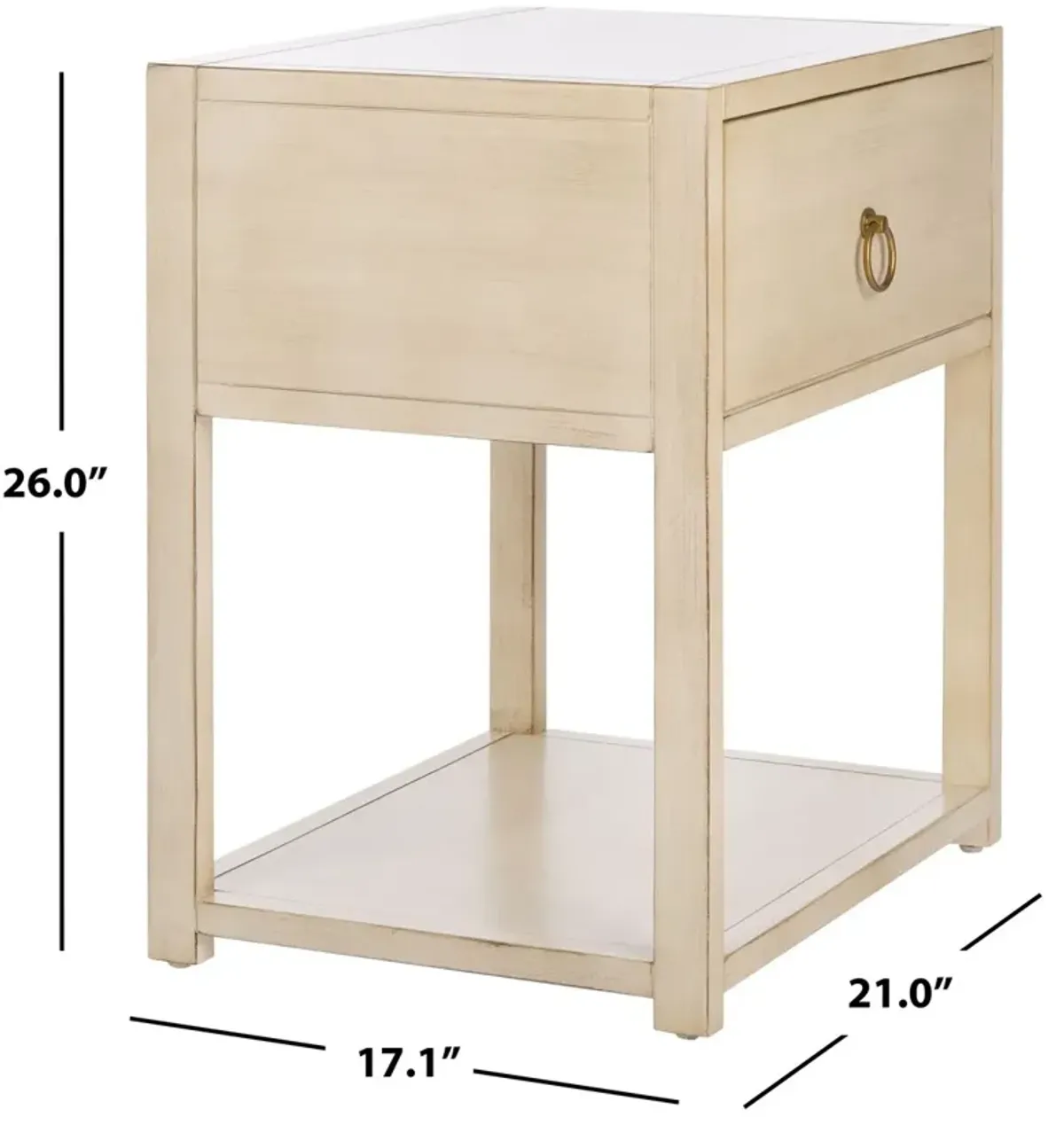 YUDI 1 DRAWER 1 SHELF NIGHTSTAND