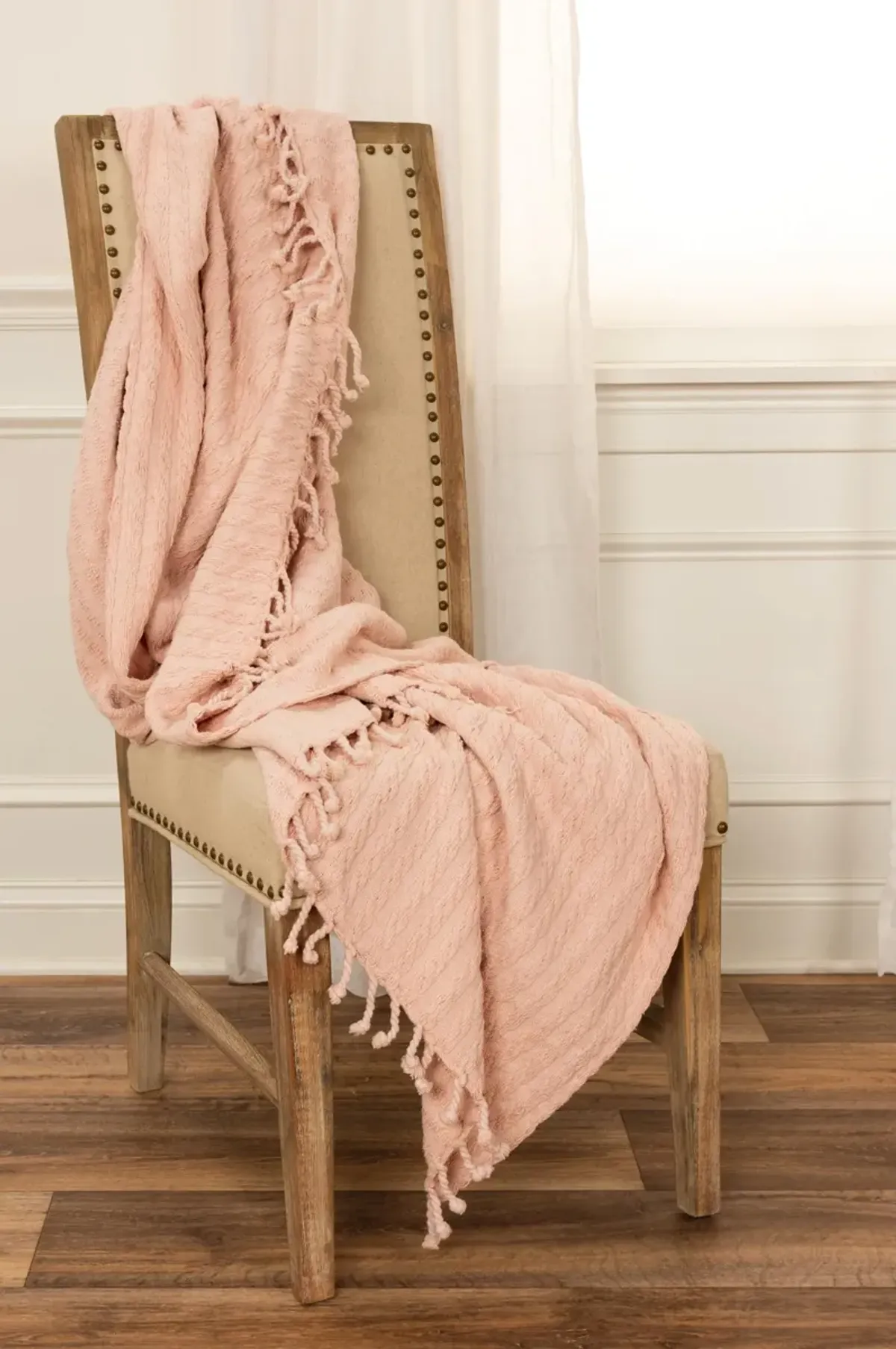 Cable Knit Pink Throw