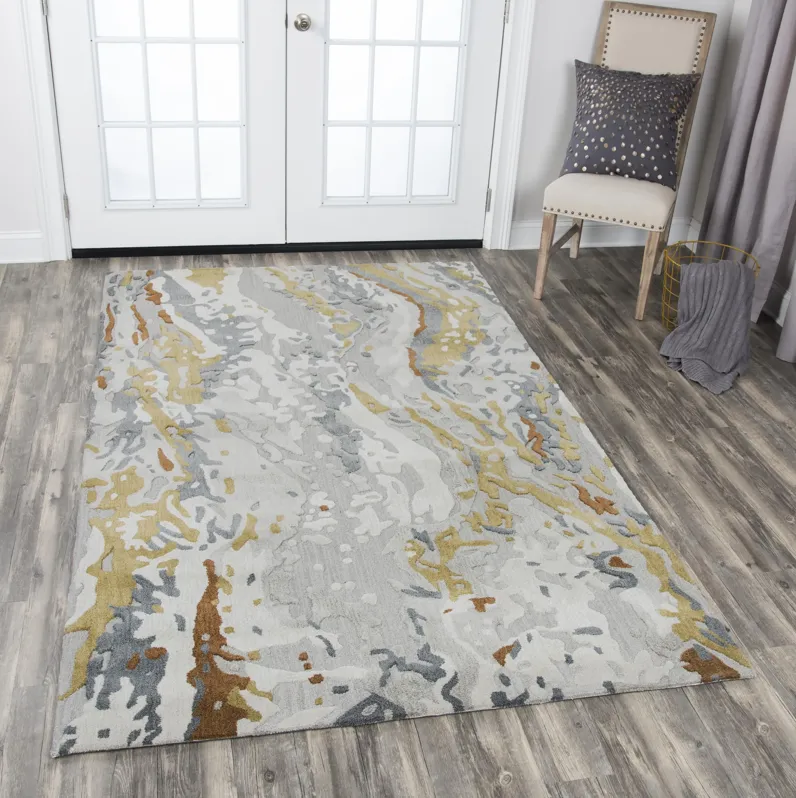 Mod Gray/Multi Abstract Wool/Tencel 8' x 10' Rectangle Rug