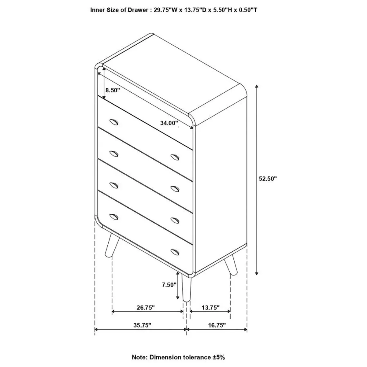 Robyn 5-drawer Chest Dark Walnut