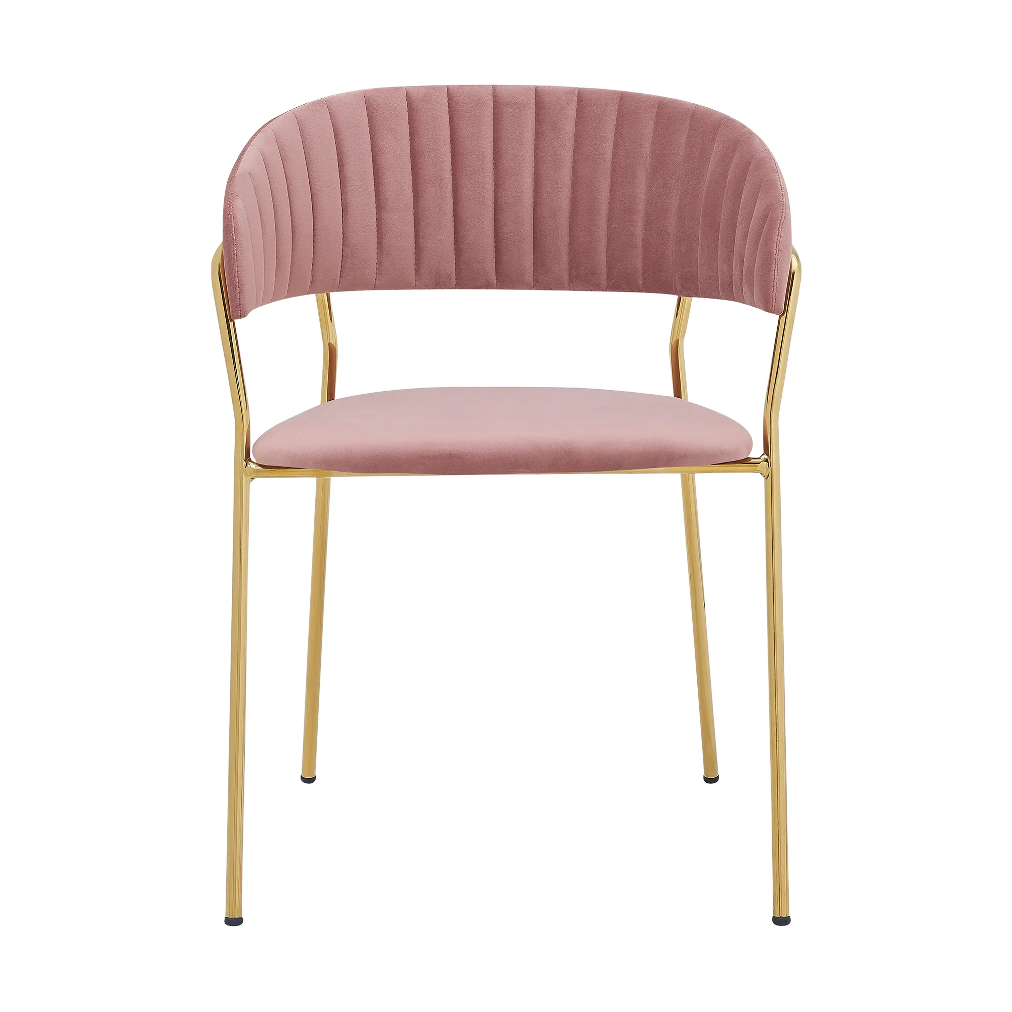 Nara Modern Pink Velvet and Gold Metal Leg Dining Room Chairs - Set of 2