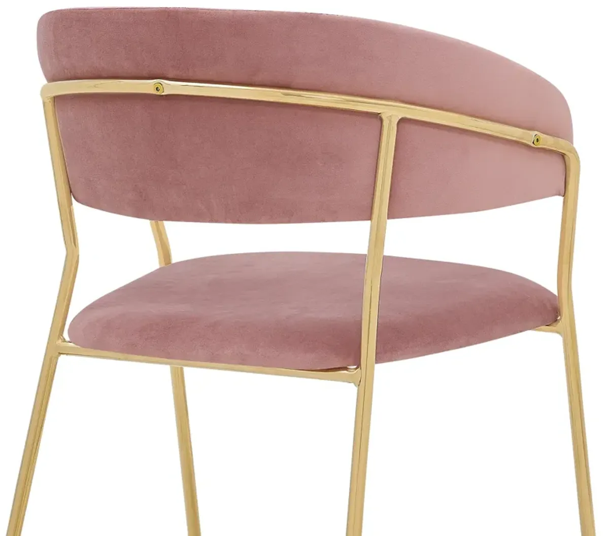 Nara Modern Pink Velvet and Gold Metal Leg Dining Room Chairs - Set of 2