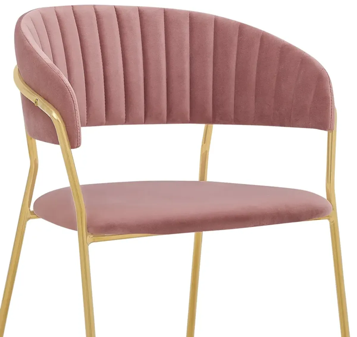 Nara Modern Pink Velvet and Gold Metal Leg Dining Room Chairs - Set of 2