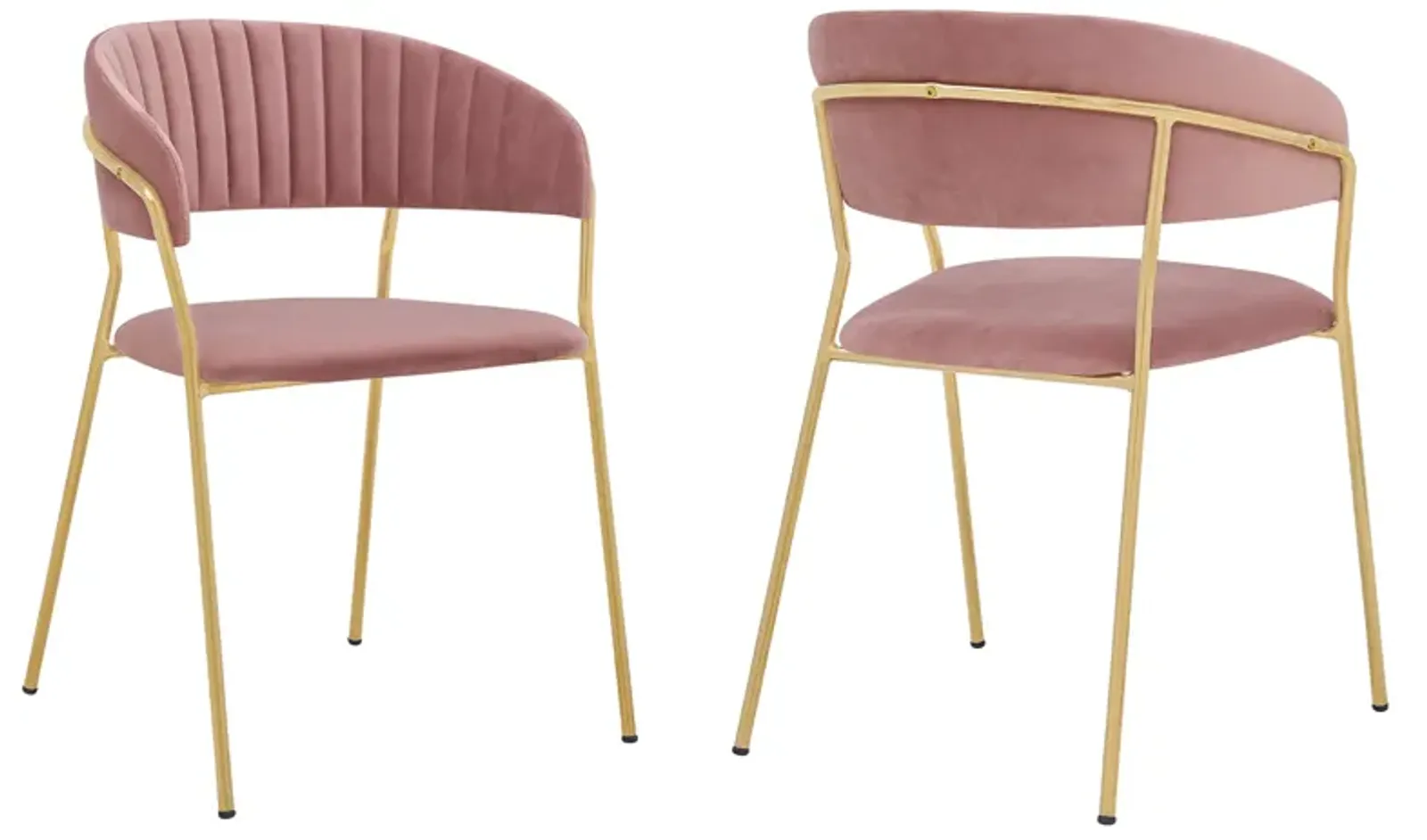 Nara Modern Pink Velvet and Gold Metal Leg Dining Room Chairs - Set of 2