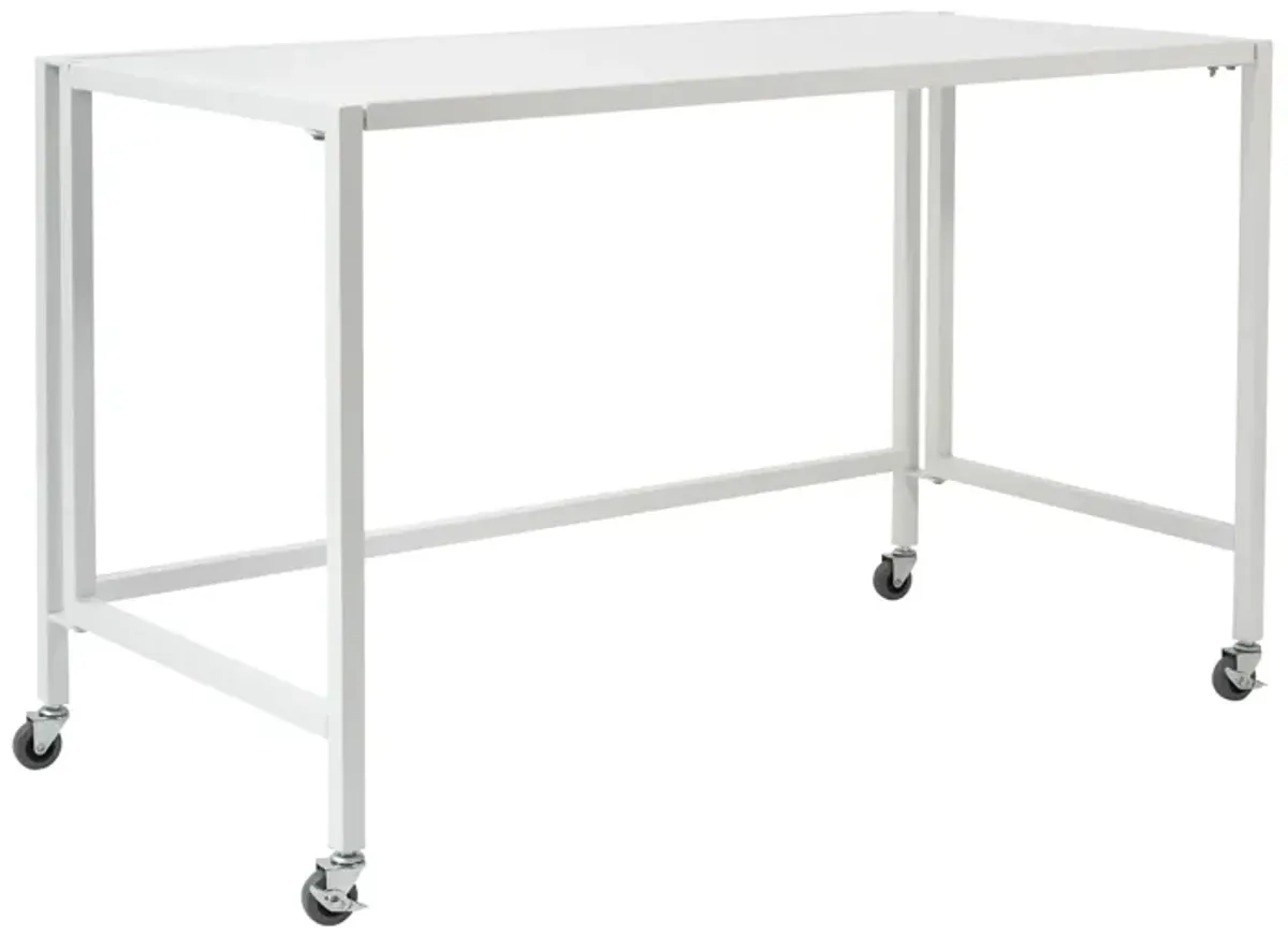 Evert 48" Folding Desk with Matte White Top and Frame