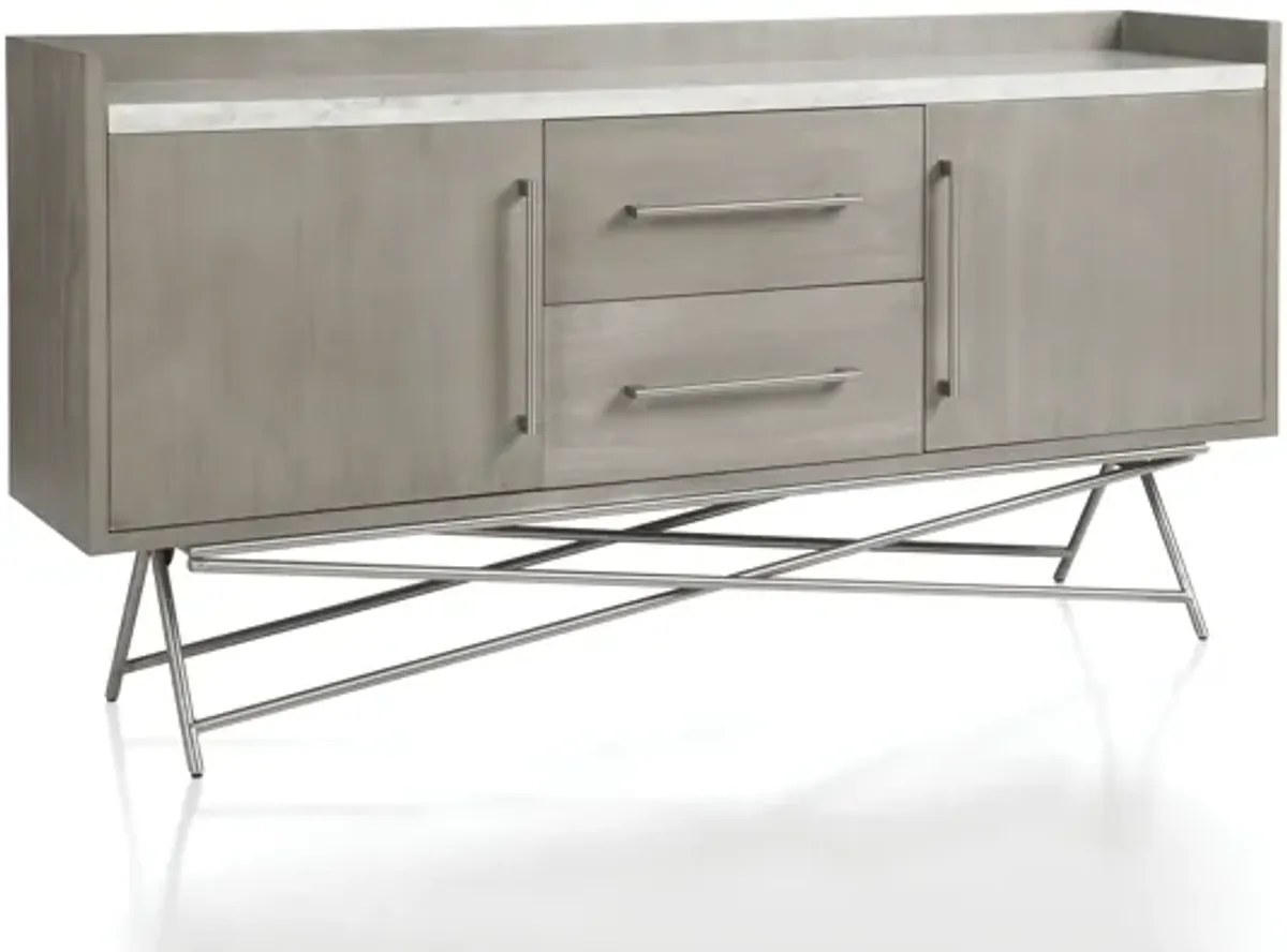 Coral Marble Top Rectangular Sideboard in Antique Grey