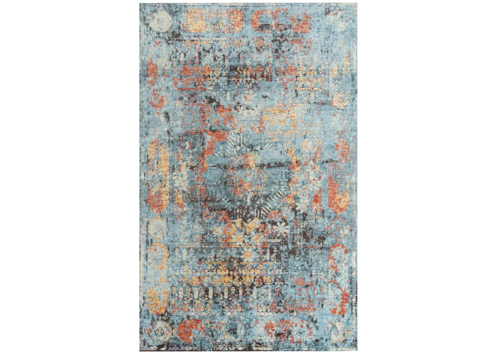 Premier Blue Abstract NZ Wool/Tencel Blend 5' x 8' Rectangle Rug