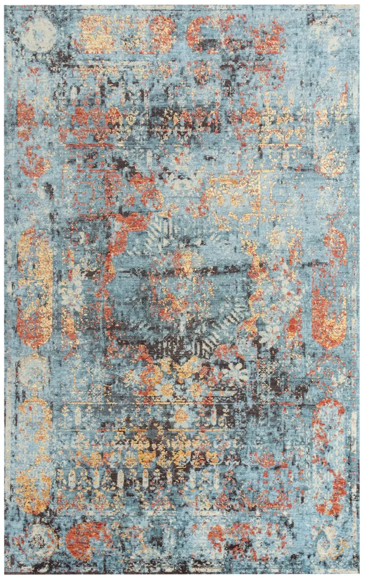 Premier Blue Abstract NZ Wool/Tencel Blend 5' x 8' Rectangle Rug