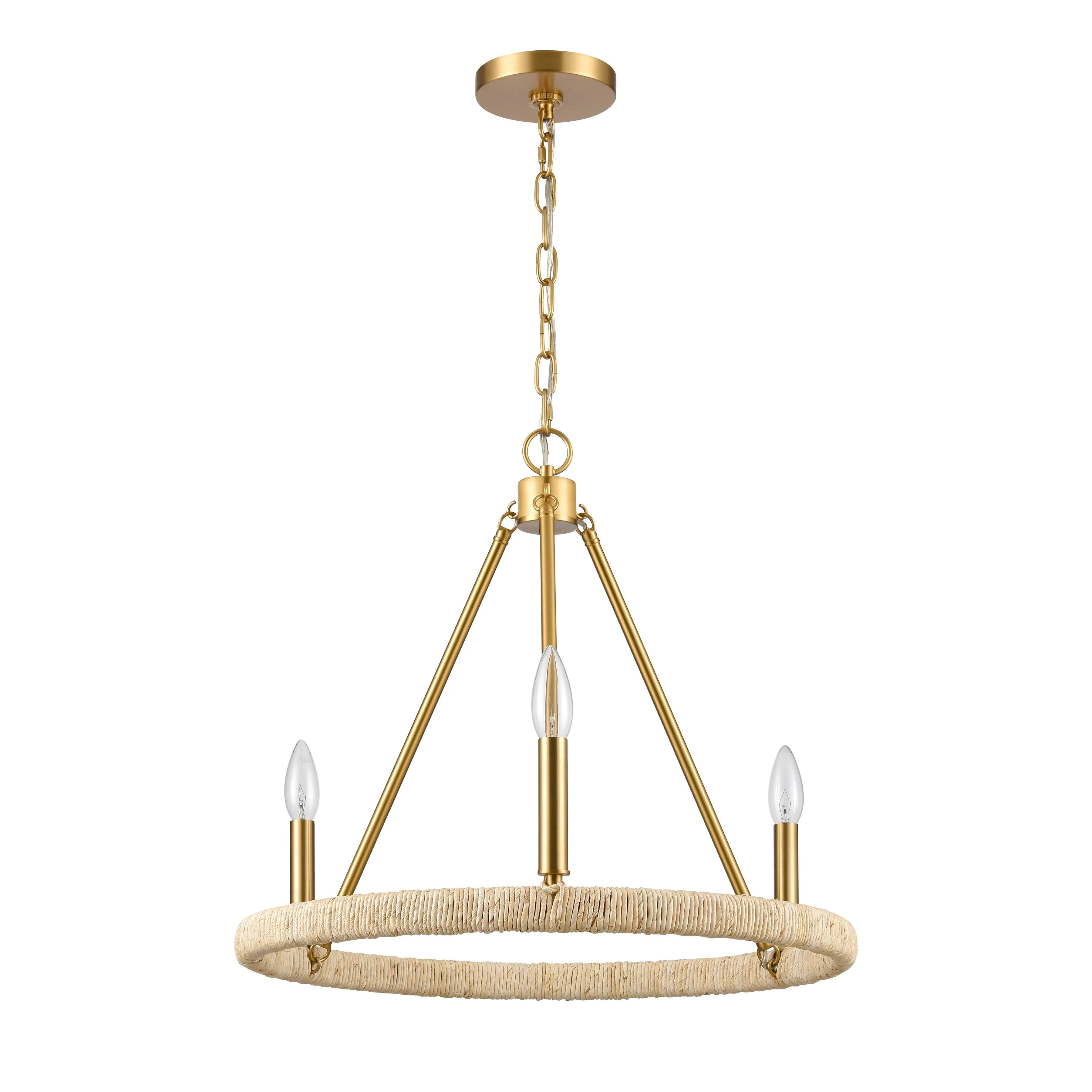 Abaca 20'' Wide 3-Light Chandelier - Brushed Gold