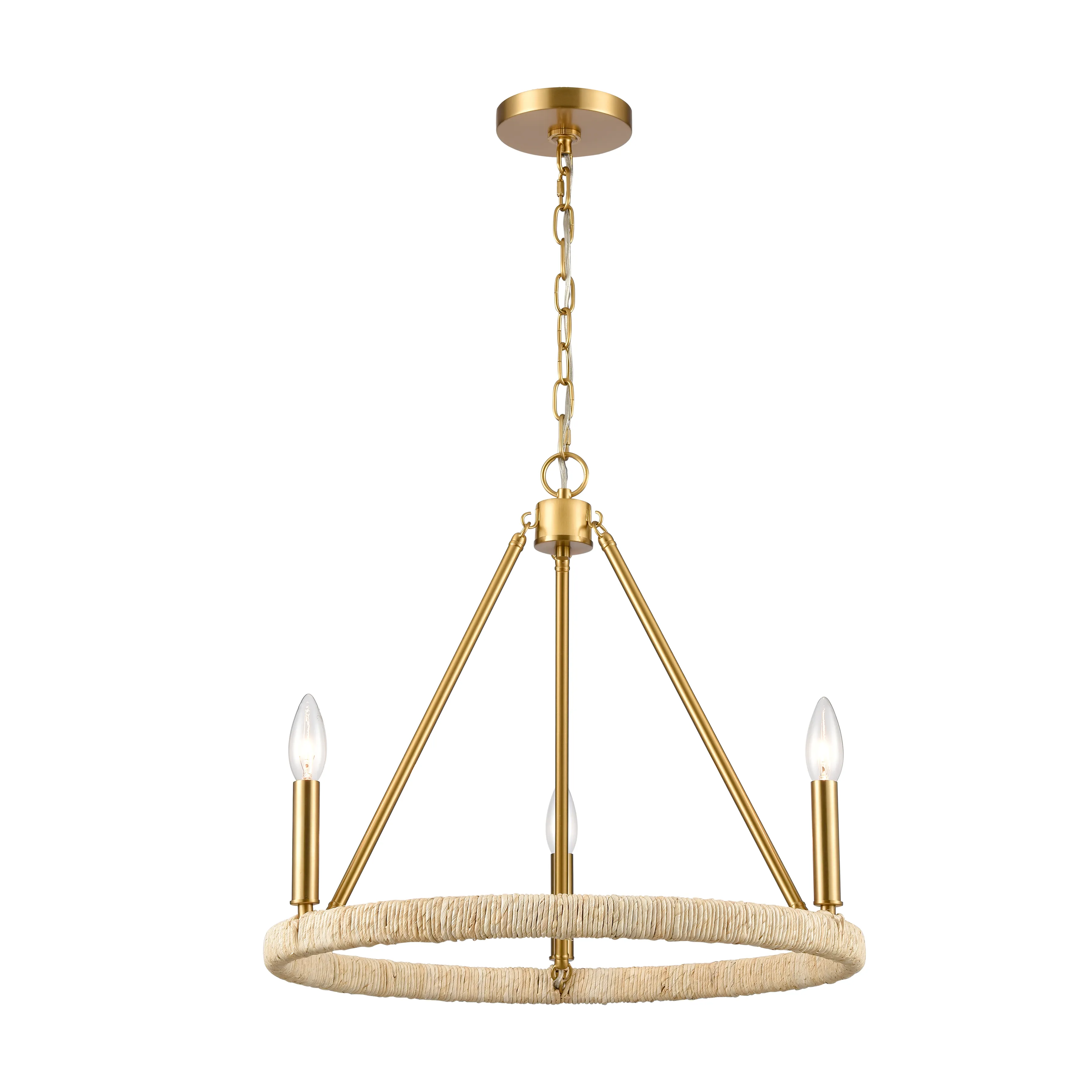 Abaca 20'' Wide 3-Light Chandelier - Brushed Gold