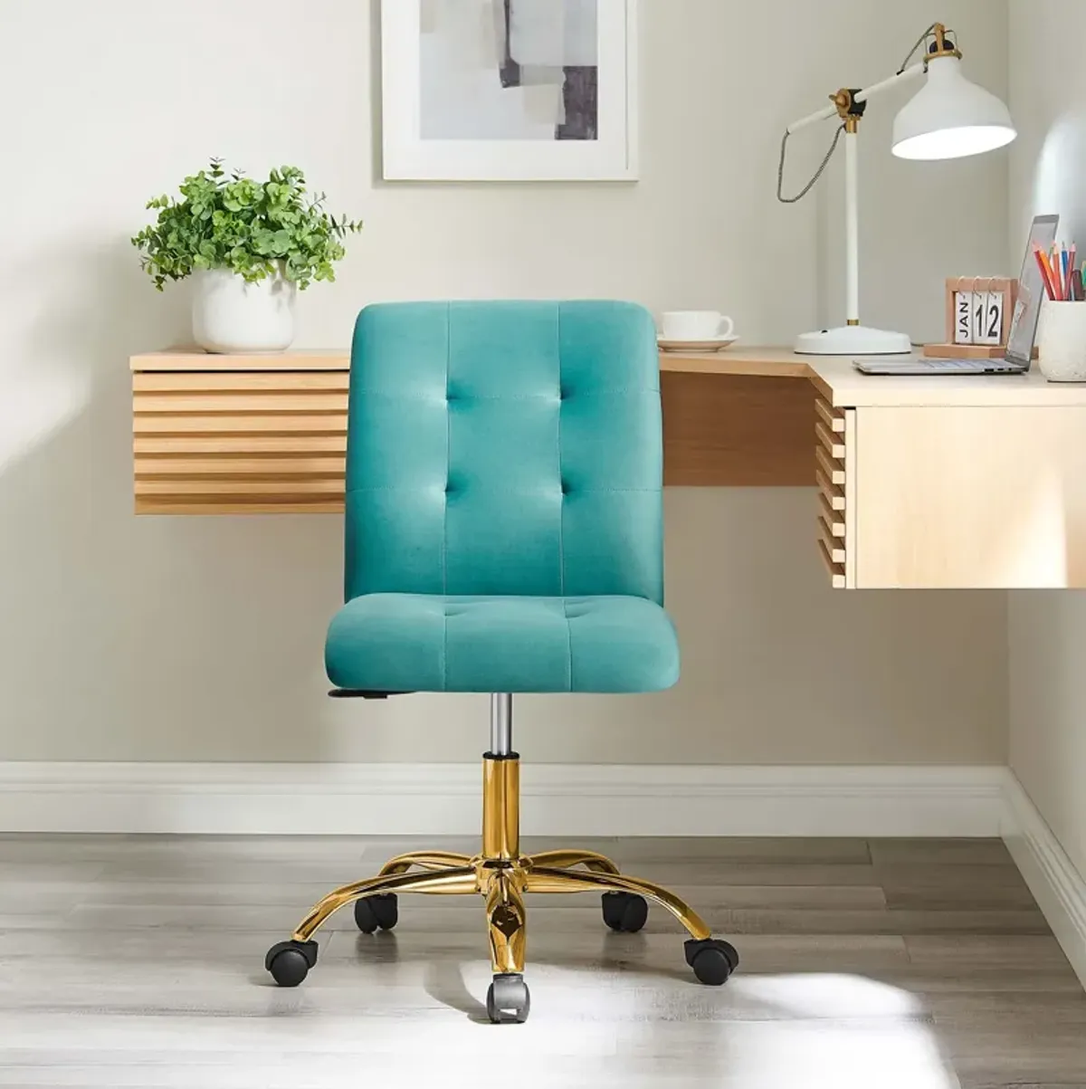 Prim Armless Performance Velvet Office Chair