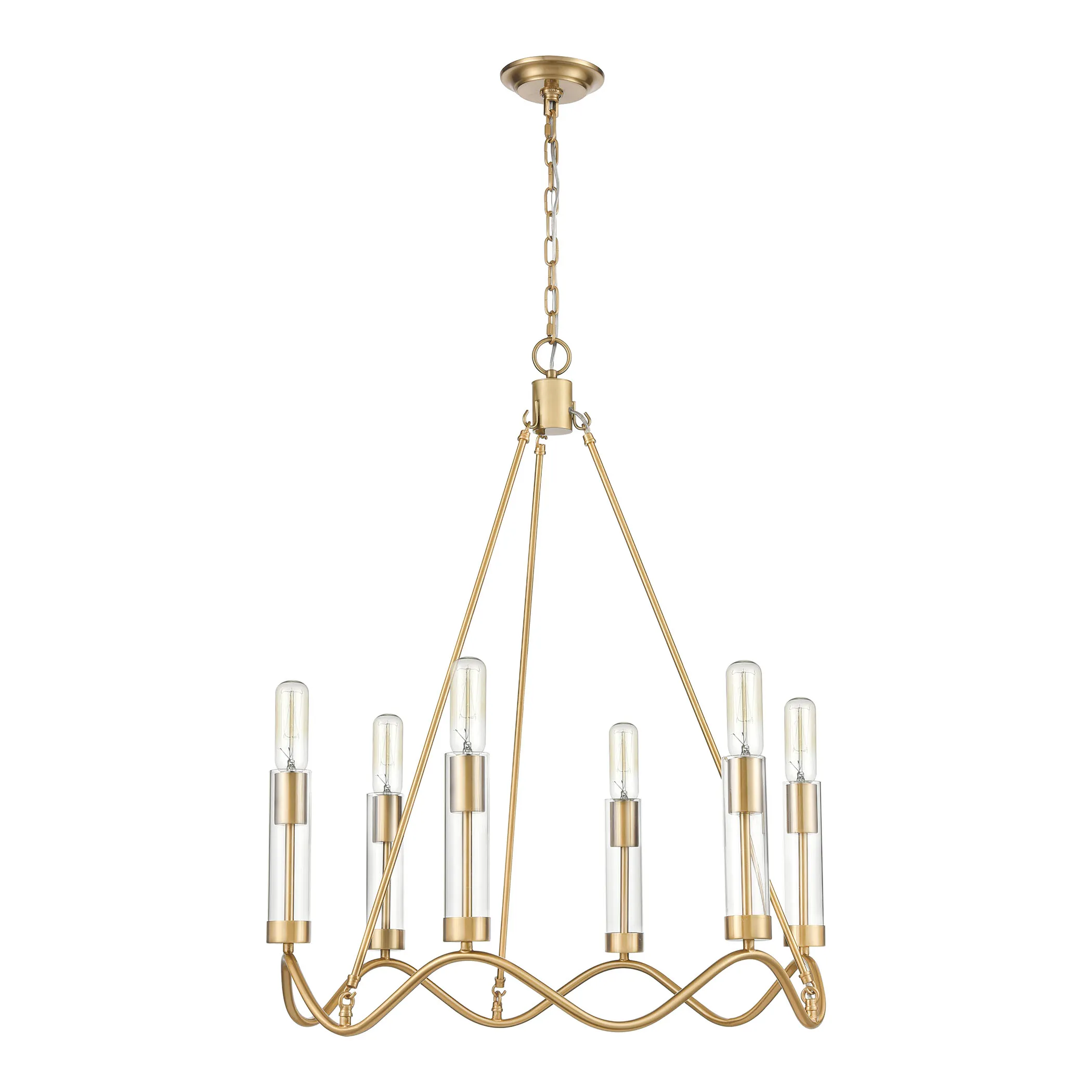 Celsius 27" Wide 6-Light Chandelier - Satin Brass