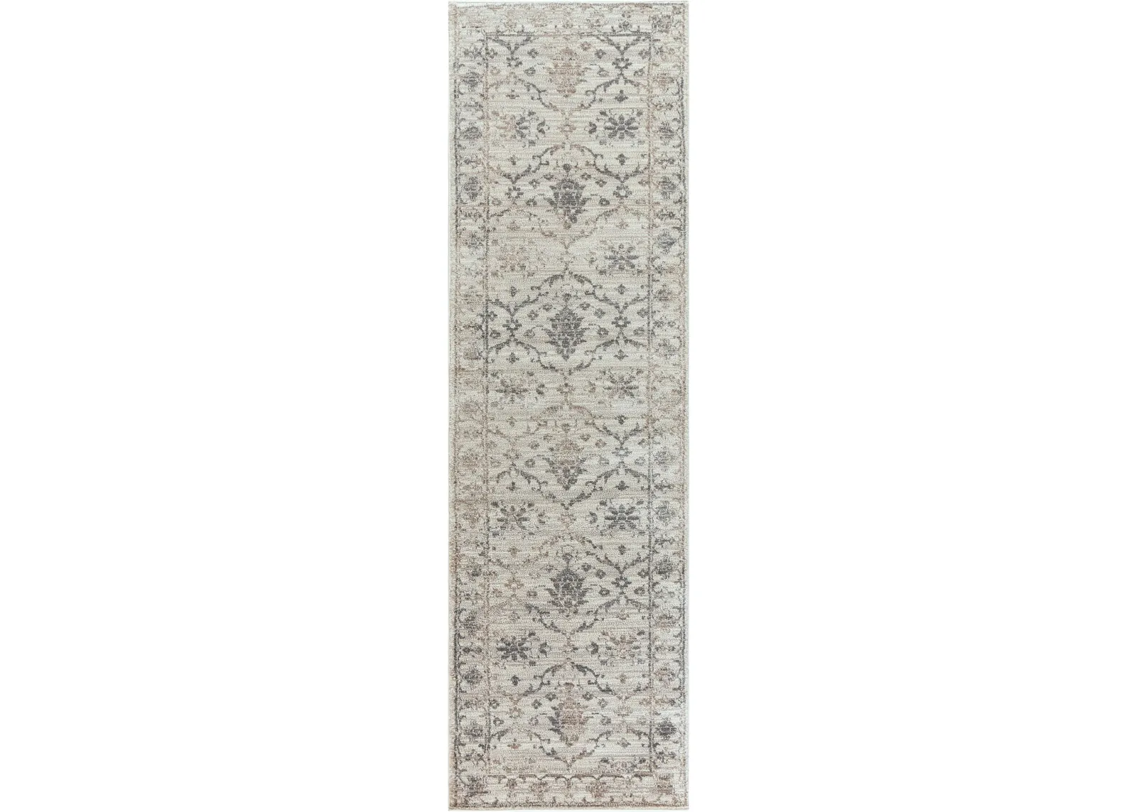 Panache Natural/Beige Medallion Floral Polypropylene 2'3" x 7'7" Runner Rug