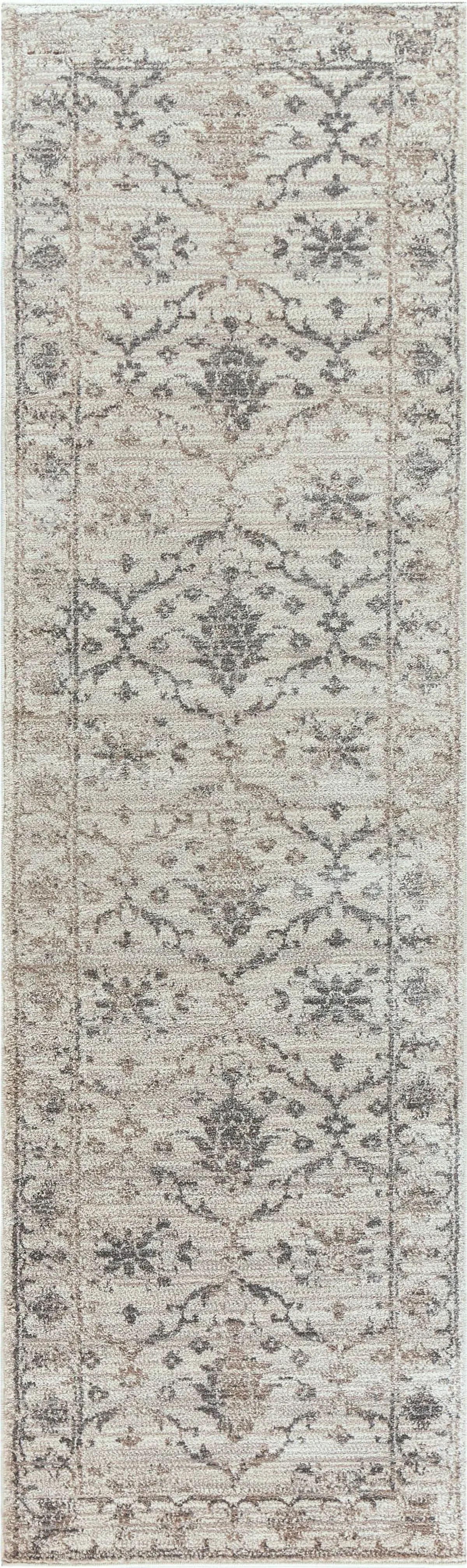 Panache Natural/Beige Medallion Floral Polypropylene 2'3" x 7'7" Runner Rug