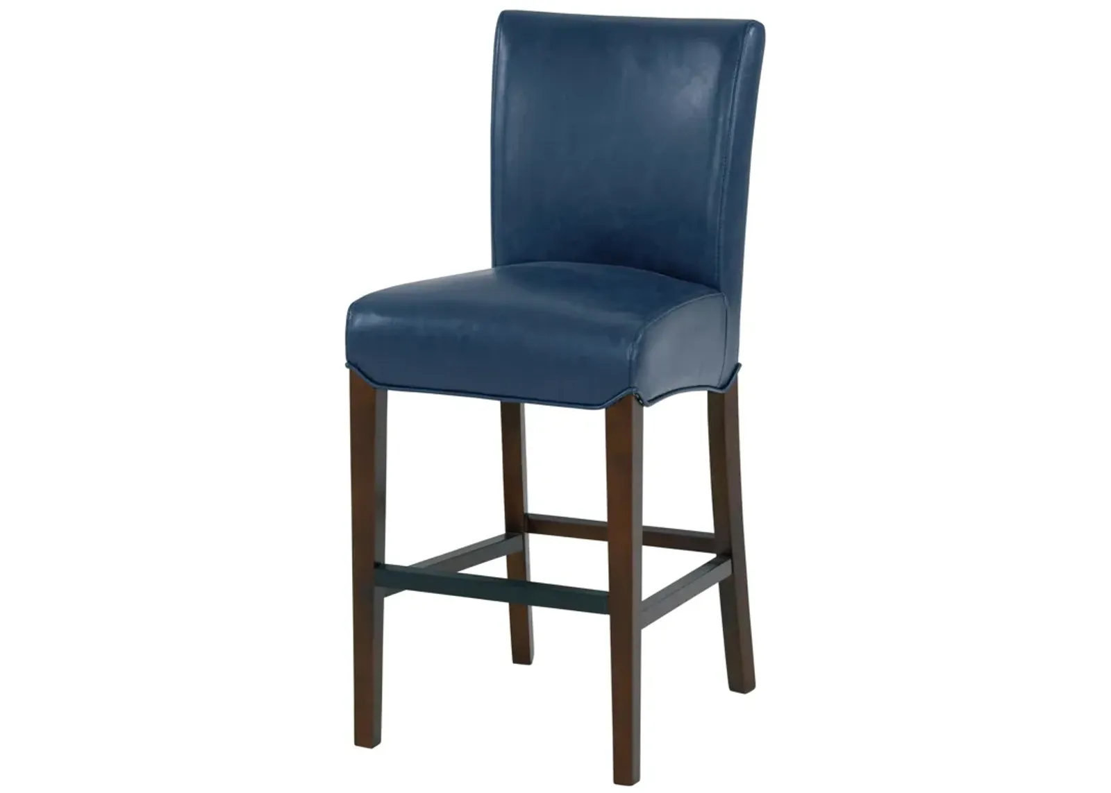 milton bonded leather counter stool wenge legs, vintage blue