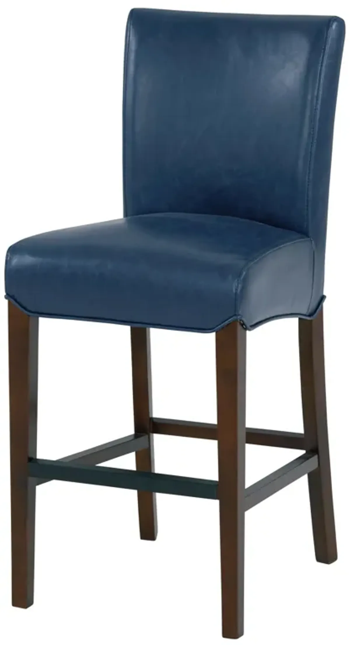 milton bonded leather counter stool wenge legs, vintage blue