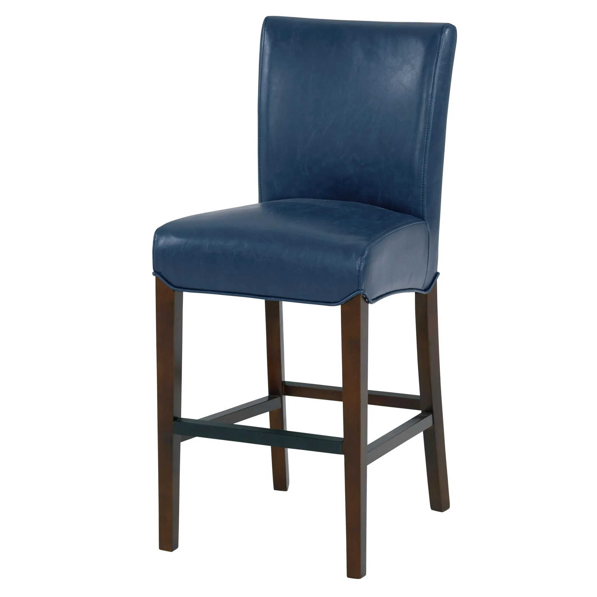 milton bonded leather counter stool wenge legs, vintage blue