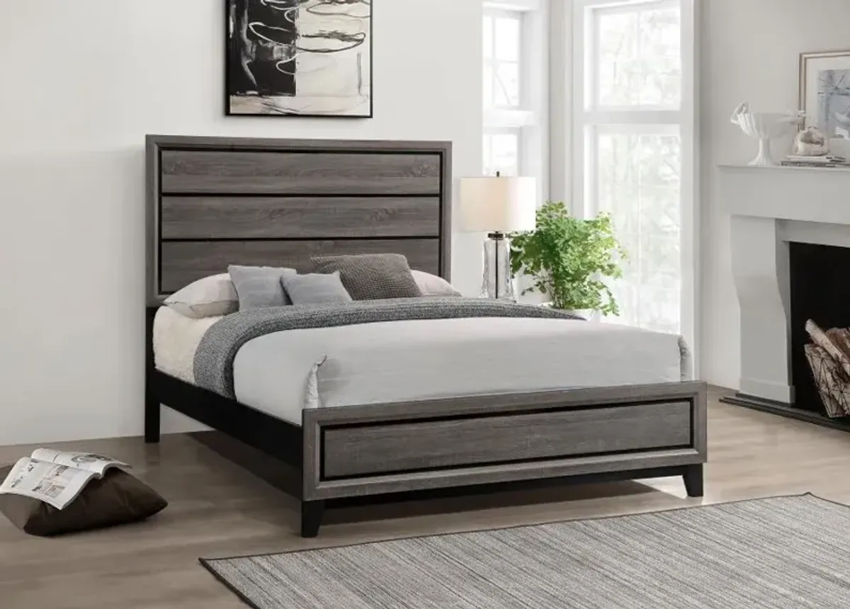 Watson Eastern King Bed Grey Oak and Black