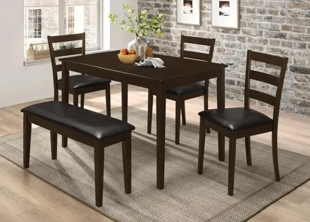 Guillen 5-piece Dining Set with Bench Cappuccino and Dark Brown