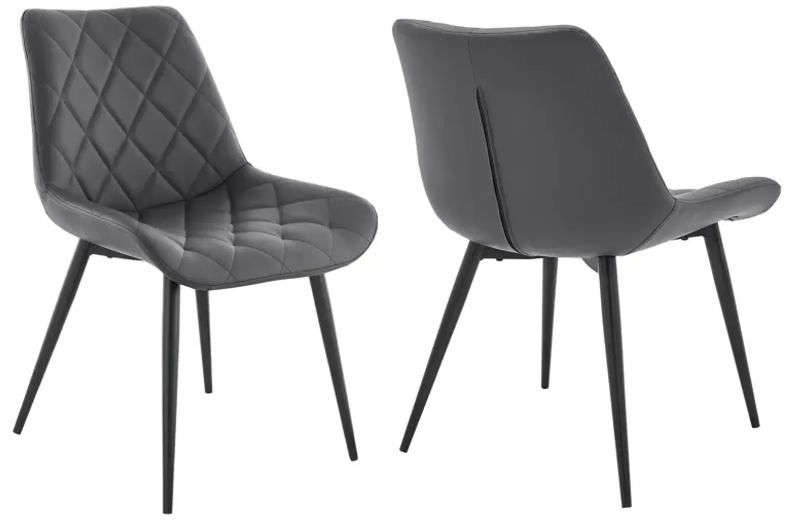 Loralie Gray Faux Leather and Black Metal Dining Chairs - Set of 2