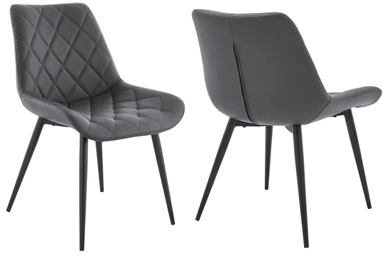 Loralie Gray Faux Leather and Black Metal Dining Chairs - Set of 2