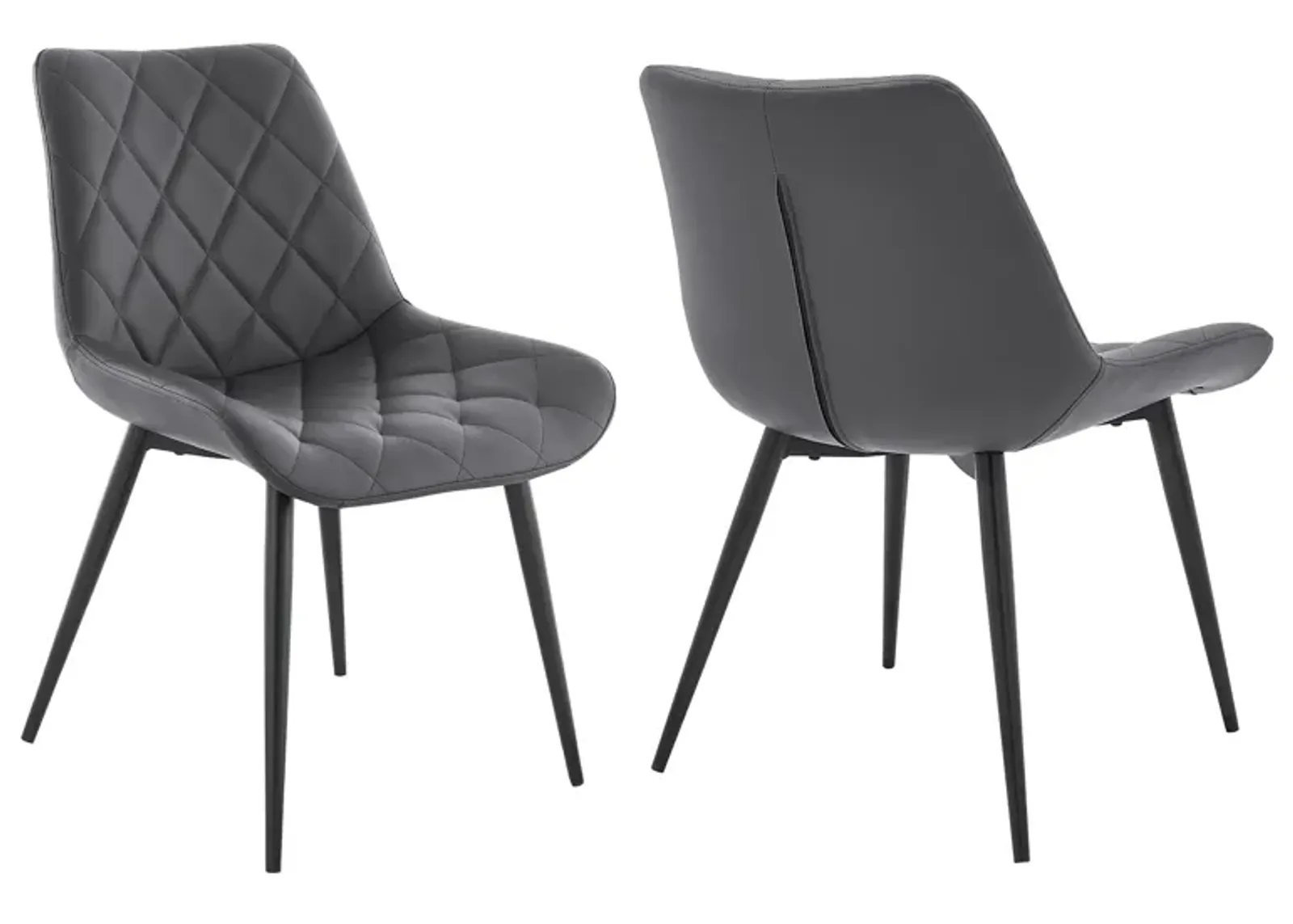 Loralie Gray Faux Leather and Black Metal Dining Chairs - Set of 2