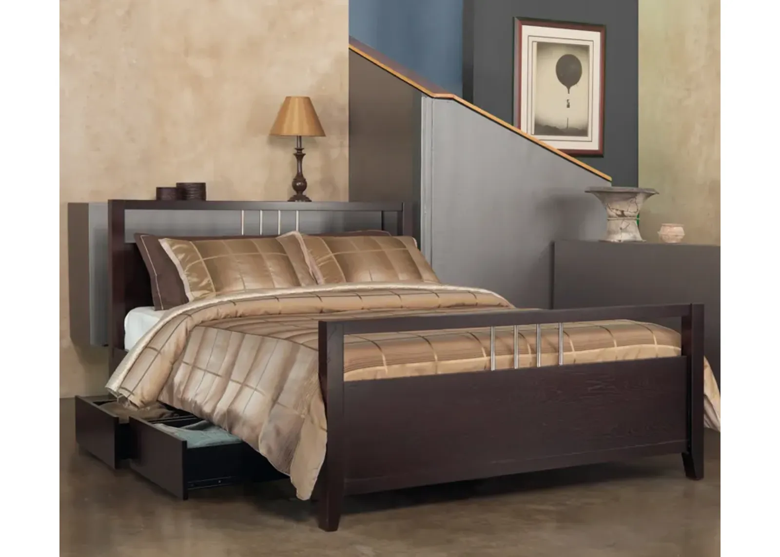 Nevis California King-size Platform Storage Bed in Espresso