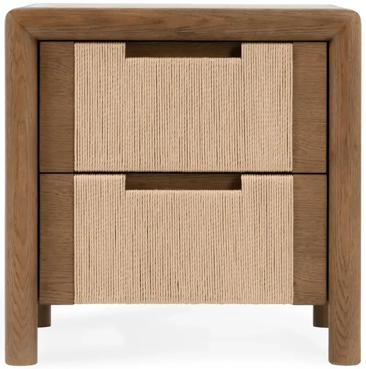 Corda Oak Wood Nightstand in Two-Tone Brown