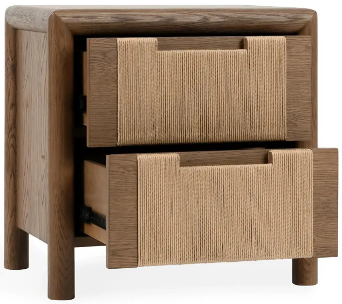 Corda Oak Wood Nightstand in Two-Tone Brown