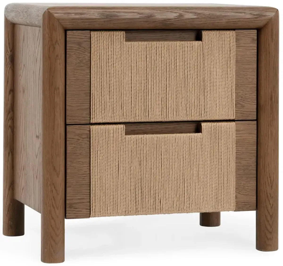 Corda Oak Wood Nightstand in Two-Tone Brown