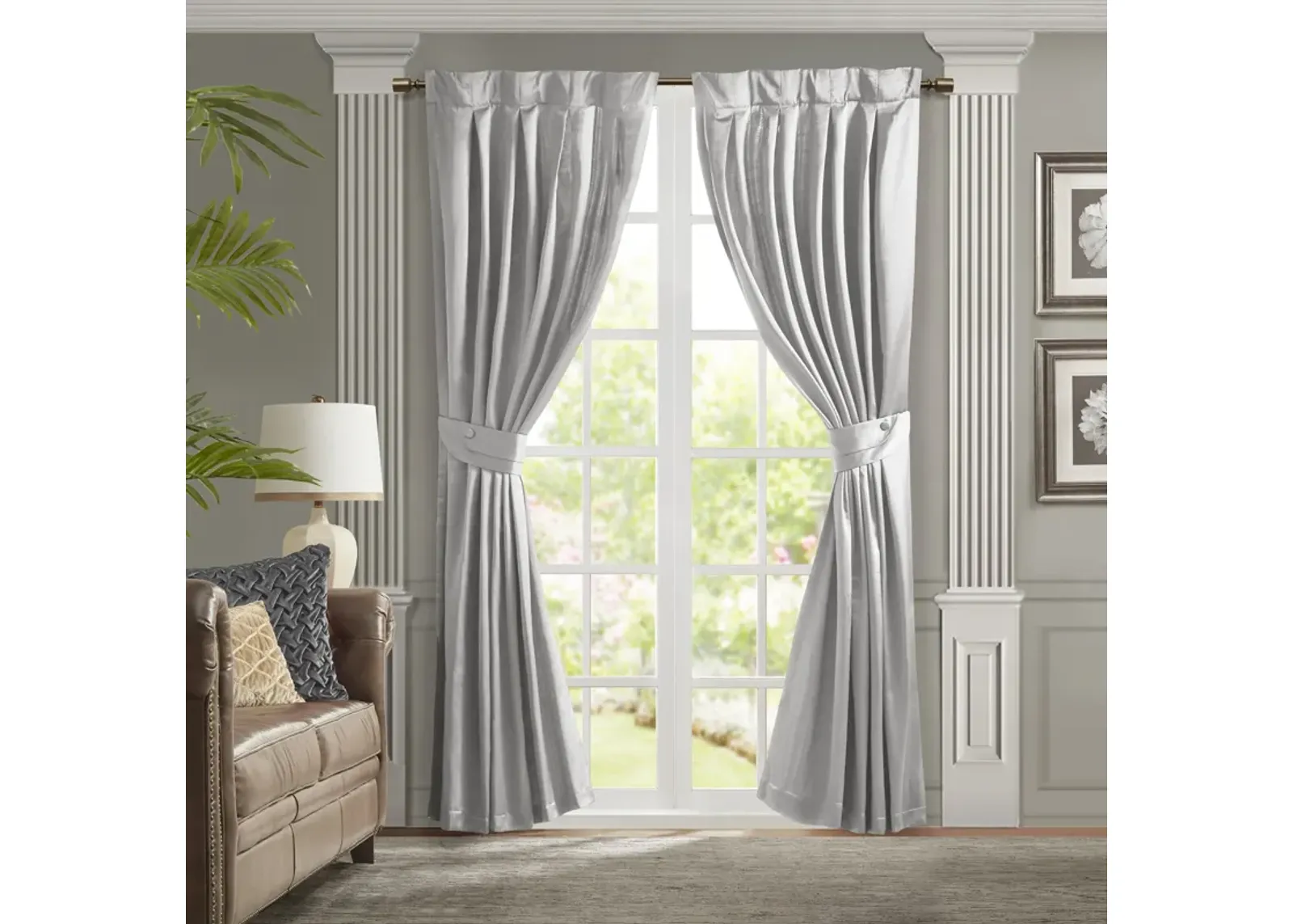 Croscill Classics Avignon Silver Pleat Curtain Panel with Tieback (Single)